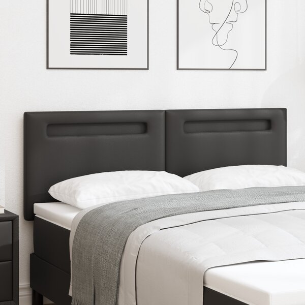 LED ágytámla Fekete 144 cm Műbőr