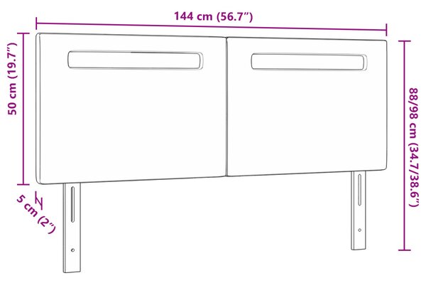 LED ágytámla Fekete 144 cm Műbőr