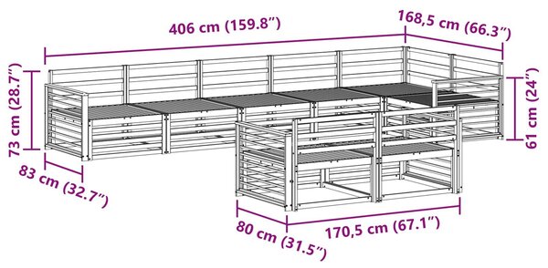 Kültéri kanapé szett 8 pcs Természetes Tömör Akácfa