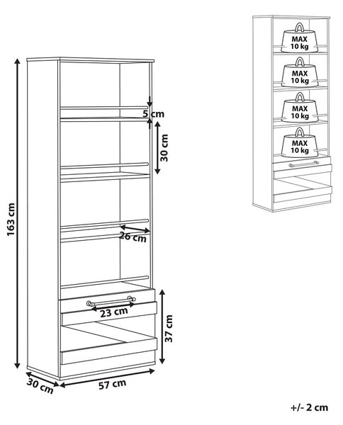 Négyszintes könyvespolc SALTER 163 cm Barna/fekete