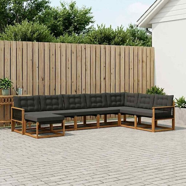 Kültéri kanapé szett párnával 8 pcs Természetes és Fekete