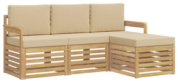 Kültéri kanapé szett 4 pcs Fehér és Bézs 189,5 x 122,5 x 73 cm