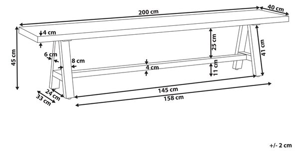Kerti pad TONNARE 200 cm Beton Szürke