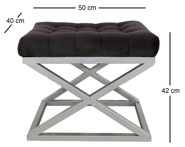 Atelier Del Sofa Puff Silver Black Capraz - Ezüst, Fekete