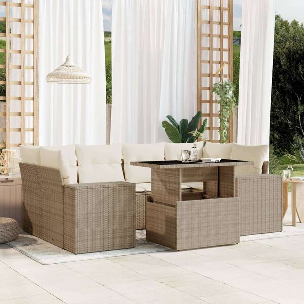VidaXL Polyrattan Kerti Ülőgarnitúra - 7 részes - Bézs