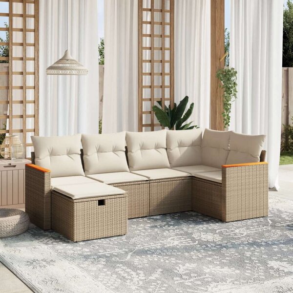 VidaXL Polyrattan Kerti Ülőgarnitúra - 6 részes - Bézs