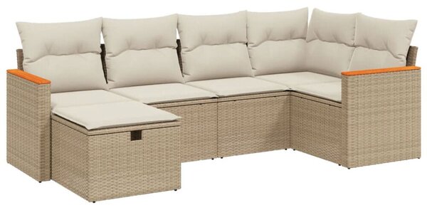 VidaXL Polyrattan Kerti Ülőgarnitúra - 6 részes - Bézs
