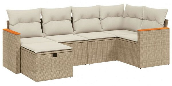 VidaXL Polyrattan Kerti Ülőgarnitúra - 6 részes - Bézs