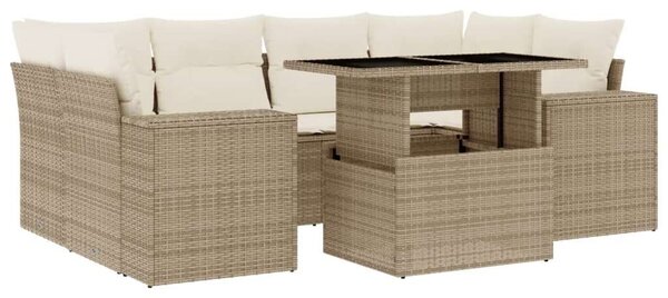 VidaXL Polyrattan Kerti Ülőgarnitúra - 7 részes - Bézs