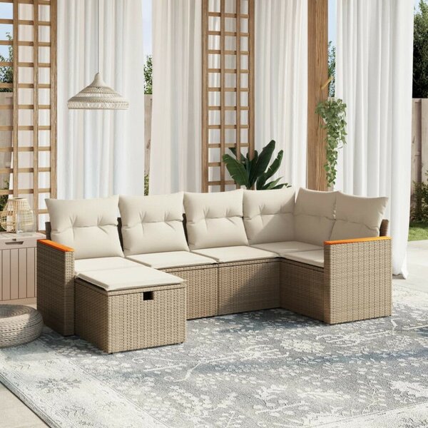 VidaXL Polyrattan Kerti Ülőgarnitúra - 6 részes - Bézs