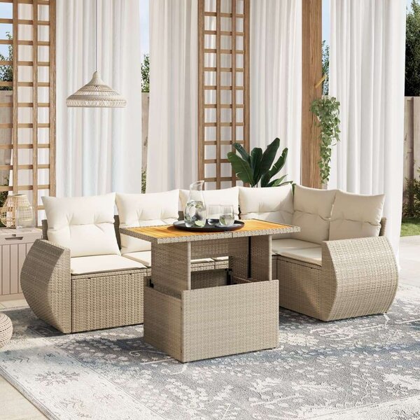 VidaXL Polyrattan Kerti Ülőgarnitúra - 6 részes - Bézs