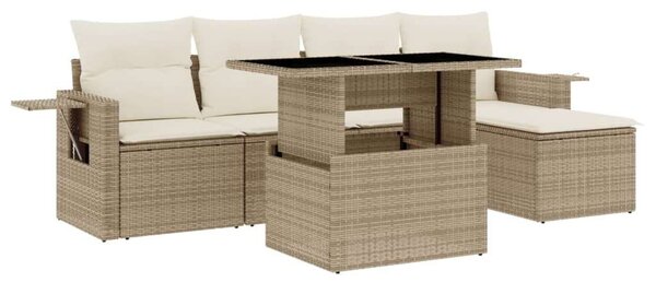Polyrattan Kerti Ülőgarnitúra - 6 részes - Bézs