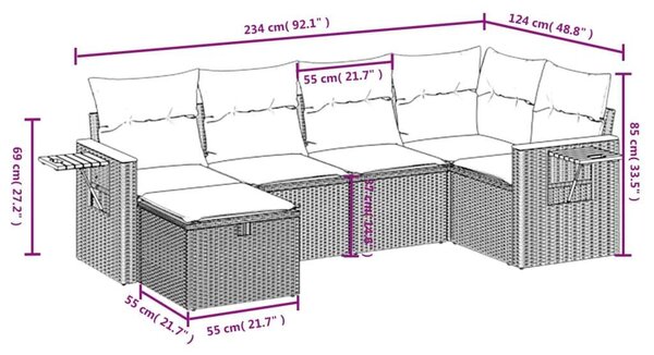 VidaXL Polyrattan Kerti Ülőgarnitúra - 6 részes - Bézs