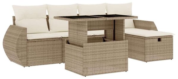 VidaXL Polyrattan Kerti Ülőgarnitúra - 6 részes - Bézs