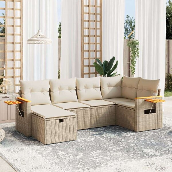 VidaXL Polyrattan Kerti Ülőgarnitúra - 6 részes - Bézs