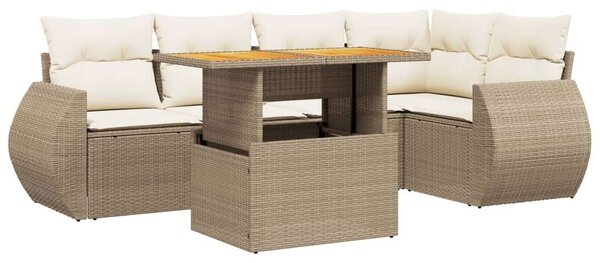 VidaXL Polyrattan Kerti Ülőgarnitúra - 6 részes - Bézs