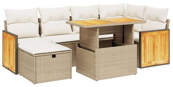 VidaXL Polyrattan Kerti Ülőgarnitúra - 7 részes - Bézs