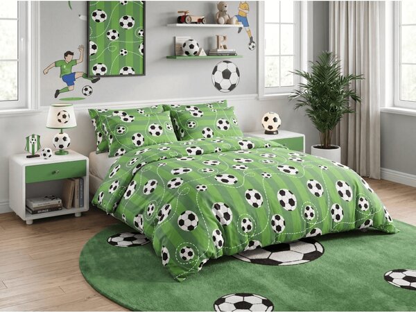 Polipamut ágyneműhuzat FOOTBALL TIME POLY zöld Ágyneműhuzat mérete: 70 x 90 cm | 140 x 220 cm