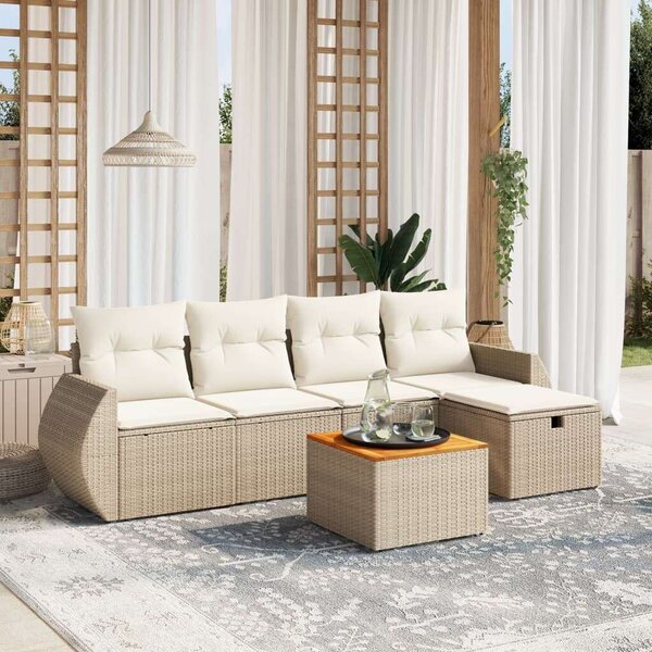 VidaXL Polyrattan Kerti Ülőgarnitúra - 6 részes - Bézs