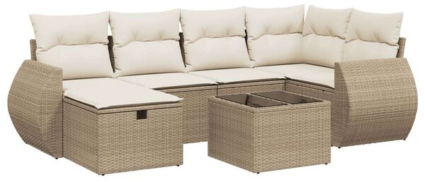 VidaXL Polyrattan Kerti Ülőgarnitúra - 7 részes - Bézs