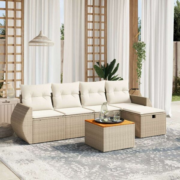 VidaXL Polyrattan Kerti Ülőgarnitúra - 6 részes - Bézs