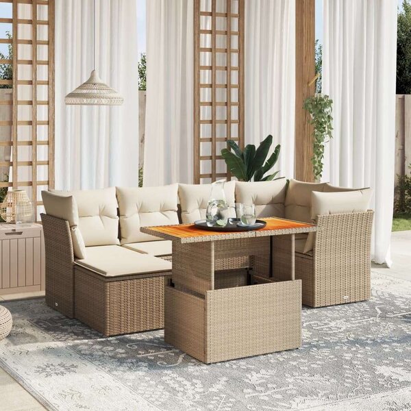 VidaXL Polyrattan Kerti Ülőgarnitúra - 7 részes - Bézs
