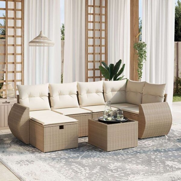VidaXL Polyrattan Kerti Ülőgarnitúra - 7 részes - Bézs