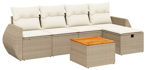 VidaXL Polyrattan Kerti Ülőgarnitúra - 6 részes - Bézs