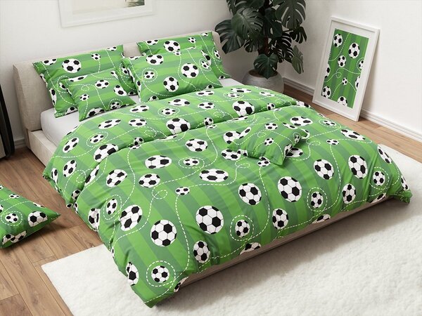 Polipamut ágyneműhuzat FOOTBALL TIME POLY zöld Ágyneműhuzat mérete: 70 x 90 cm | 140 x 220 cm