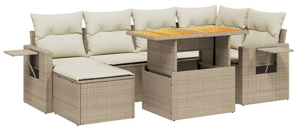 VidaXL Polyrattan Kerti Ülőgarnitúra - 7 részes - Bézs