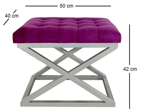 Atelier Del Sofa Puff Silver Fuchsia Capraz - Ezüst, Fuchsia