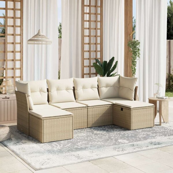 VidaXL Polyrattan Kerti Ülőgarnitúra - 6 részes - Bézs