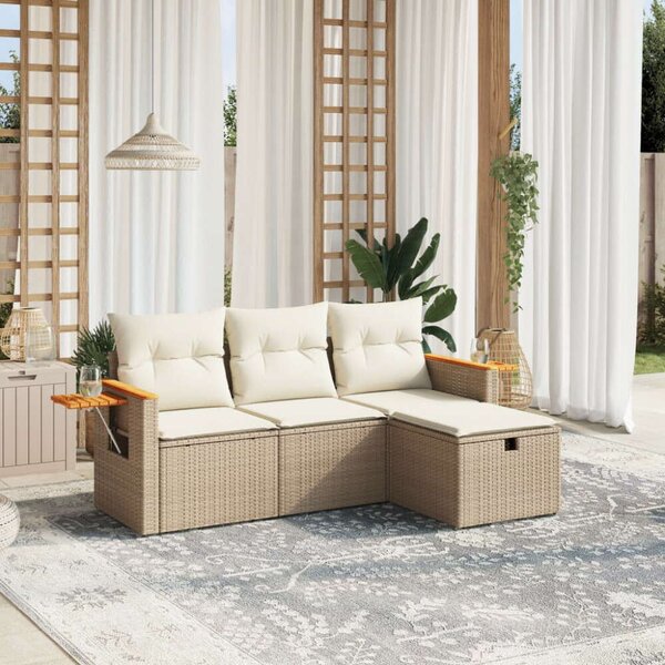 VidaXL Polyrattan Kerti Ülőgarnitúra - 4 részes - Bézs