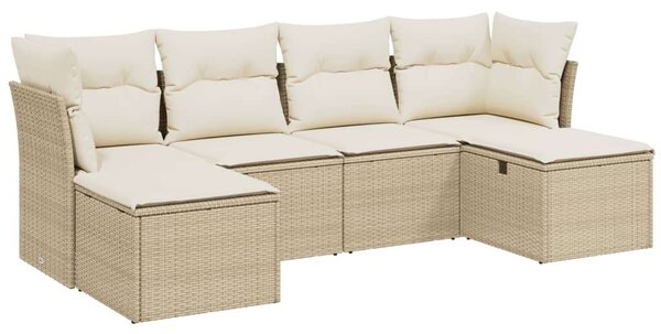 VidaXL Polyrattan Kerti Ülőgarnitúra - 6 részes - Bézs