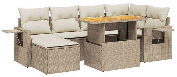 VidaXL Polyrattan Kerti Ülőgarnitúra - 7 részes - Bézs