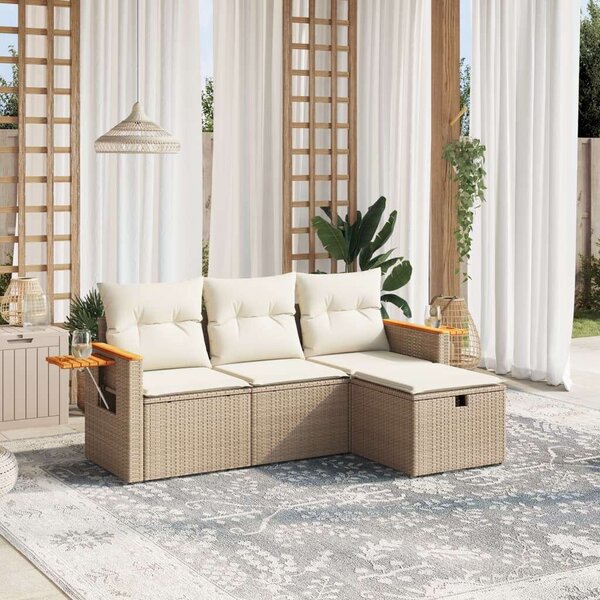 VidaXL Polyrattan Kerti Ülőgarnitúra - 4 részes - Bézs