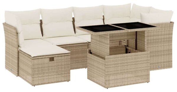 VidaXL Polyrattan Kerti Ülőgarnitúra - 7 részes - Bézs