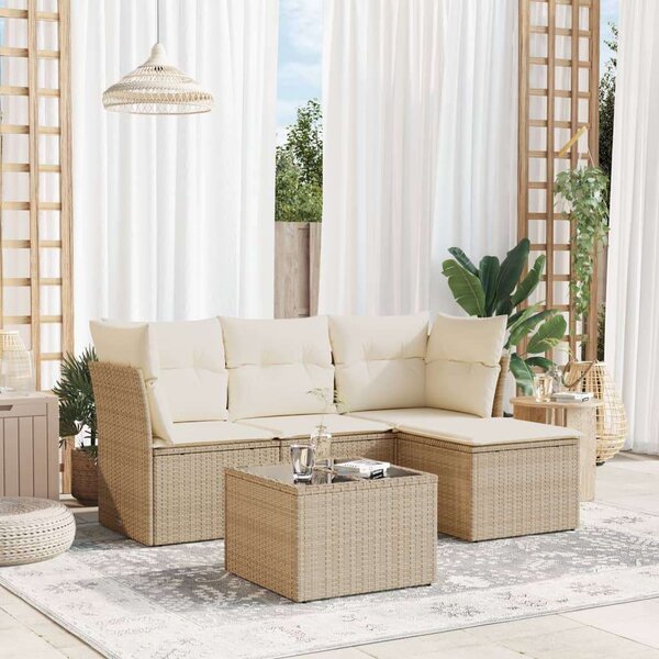 VidaXL Polyrattan Kerti Ülőgarnitúra - 5 részes - Bézs