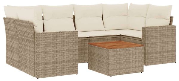 VidaXL 7 részes bézs polyrattan kerti ülőgarnitúra párnákkal