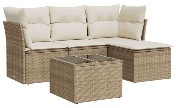 VidaXL Polyrattan Kerti Ülőgarnitúra - 5 részes - Bézs