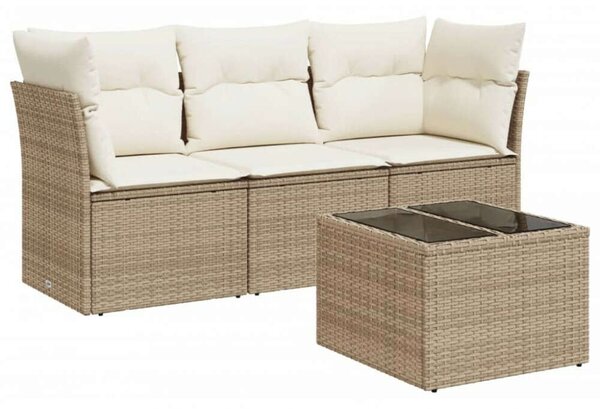 VidaXL Polyrattan Kerti Ülőgarnitúra - 4 részes - Bézs
