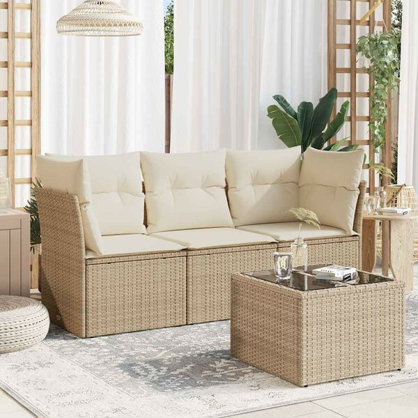 VidaXL Polyrattan Kerti Ülőgarnitúra - 4 részes - Bézs