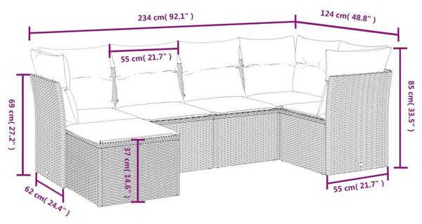 VidaXL Polyrattan Kerti Ülőgarnitúra - 6 részes - Bézs