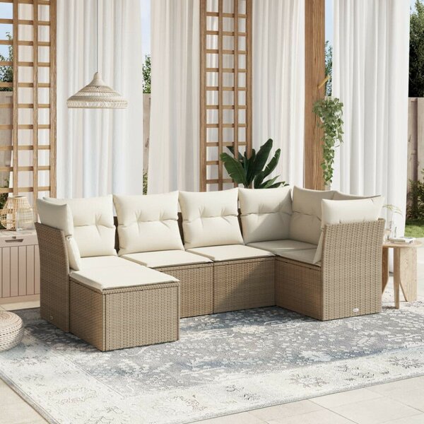 VidaXL Polyrattan Kerti Ülőgarnitúra - 6 részes - Bézs