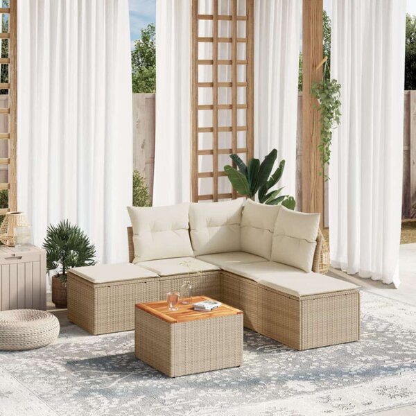 VidaXL Polyrattan Kerti Ülőgarnitúra - 6 részes - Bézs