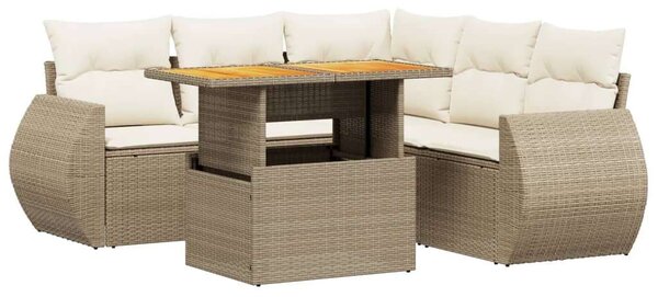 VidaXL Polyrattan Kerti Ülőgarnitúra - 6 részes - Bézs