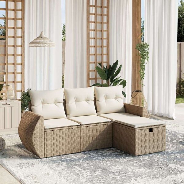 VidaXL Polyrattan Kerti Ülőgarnitúra - 4 részes - Bézs