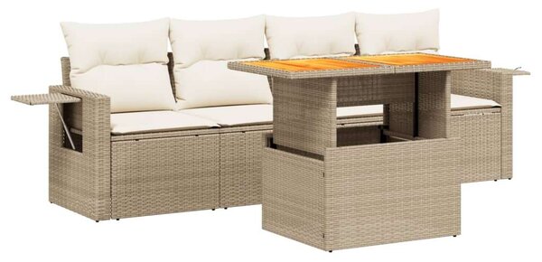 VidaXL Polyrattan Kerti Ülőgarnitúra - 5 részes - Bézs