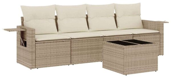 VidaXL Polyrattan Kerti Ülőgarnitúra - 5 részes - Bézs
