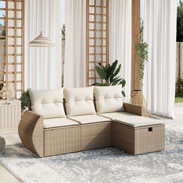 VidaXL Polyrattan Kerti Ülőgarnitúra - 4 részes - Bézs